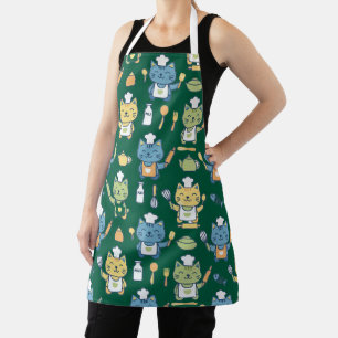 Cute Cartoon Chef Cats Apron Kawaii Kitten Baking