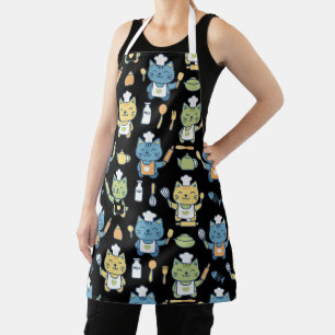 Cute Cartoon Chef Cats Apron Kawaii Kitten Baking