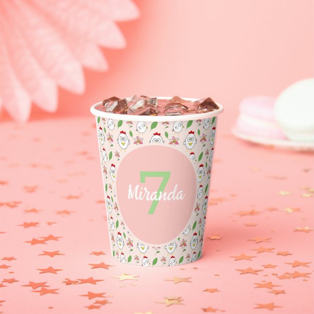 Cute Cartoon Chicken Illustration Paper Cups (Insitu)