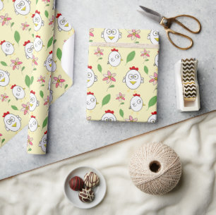 Cute Cartoon Chicken Illustration Wrapping Paper