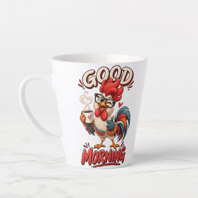 Cute Cartoon Chicken with Mug | (Left)
