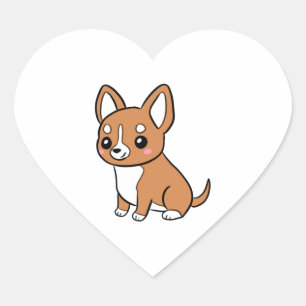 Cute cartoon chihuahua dog heart sticker