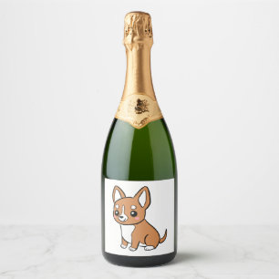 Cute cartoon chihuahua dog sparkling wine label