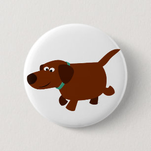 Cute Cartoon Chocolate Labrador Button Badge