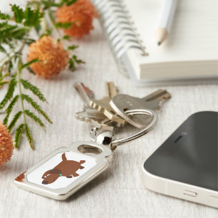 Cute Cartoon Chocolate Labrador Metal Keychain