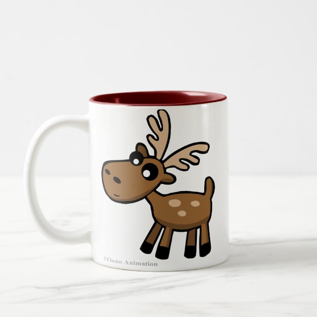 Cute cartoon chocolate Moose from Canada Mug (Left)