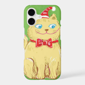 Cute Cartoon Christmas Cat with Santa Hat