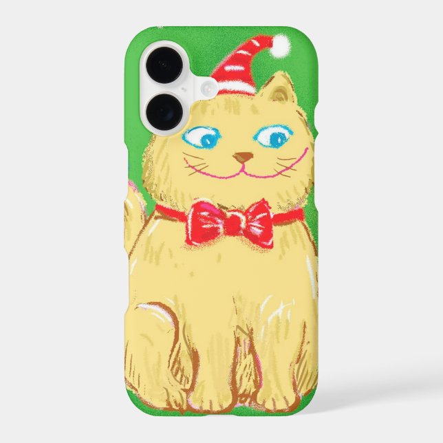 Cute Cartoon Christmas Cat with Santa Hat (Back)