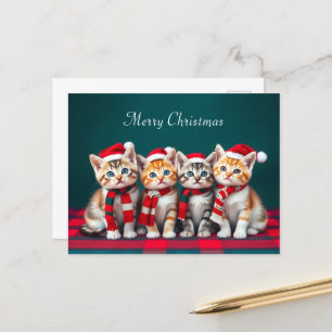 Cute Cartoon Christmas Cats Pet LoverPostcard Postcard