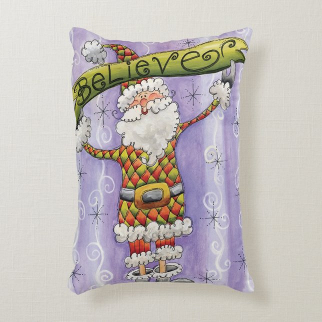 Cute Cartoon Christmas, I Believe in Santa Claus Decorative Cushion (Front(Vertical))