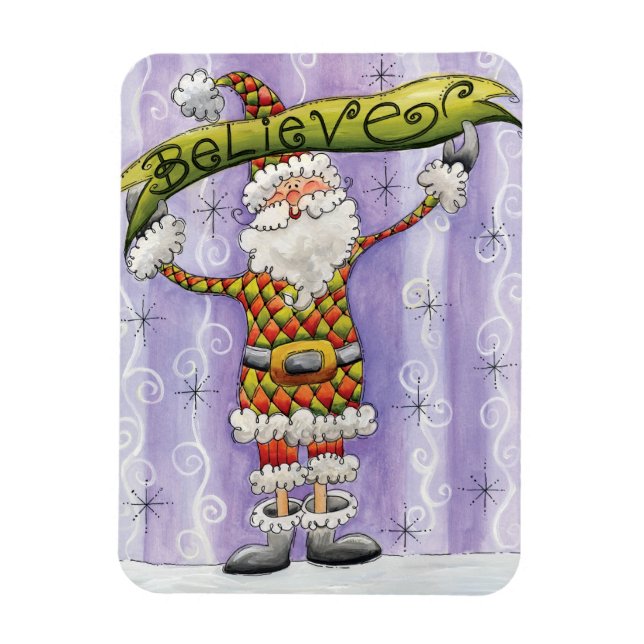 Cute Cartoon Christmas, I Believe in Santa Claus Magnet (Vertical)