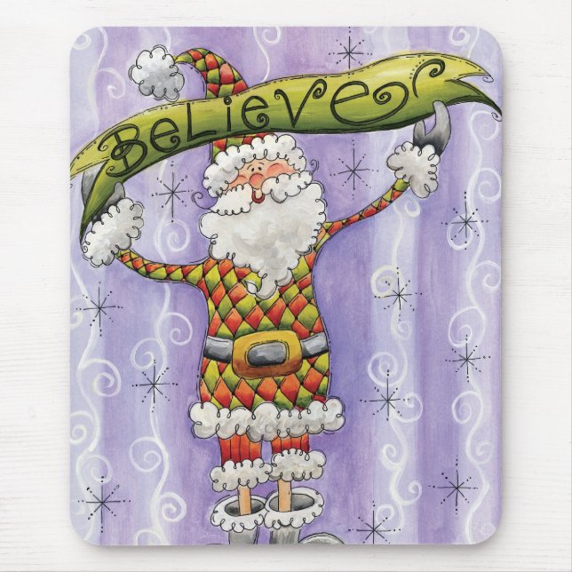 Cute Cartoon Christmas, I Believe in Santa Claus Mouse Pad (Front)