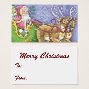 Cute Cartoon Christmas Santa Claus Sleigh Reindeer