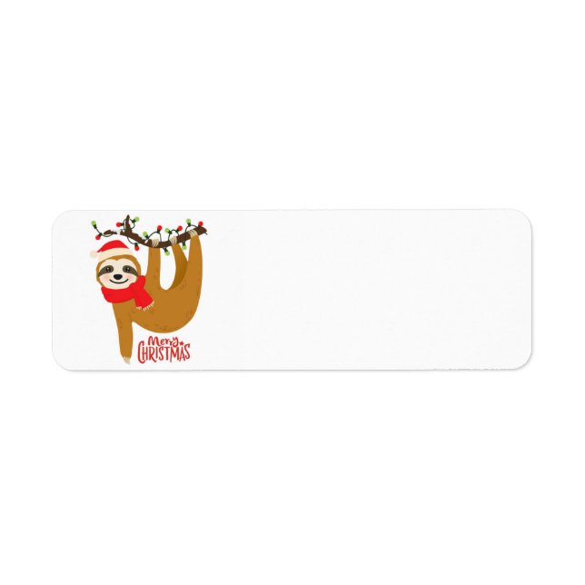 Cute Cartoon Christmas Sloth Return Address Label (Front)