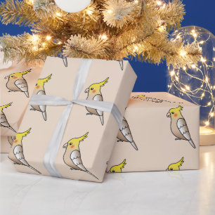 Cute Cartoon Cinnamon Cockatiel Parrot Birds Wrapping Paper