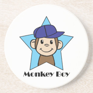 Cute Cartoon Clip Art Happy Monkey in Star w Hat Coaster