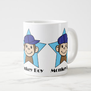 Cute Cartoon Clip Art Happy Monkey in Star w Hat Large Coffee Mug