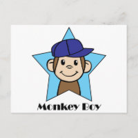 Cute Cartoon Clip Art Happy Monkey in Star w Hat