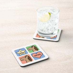 Cute Cartoon Clip Art I Love Horses Coaster