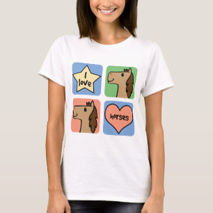 Cute Cartoon Clip Art I Love Horses T-Shirt