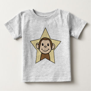 Cute Cartoon Clip Art Monkey with Grin Smile Star Baby T-Shirt