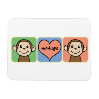 Cute Cartoon Clip Art Monkeys with Heart Love