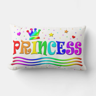 Cute Cartoon Clip Art Rainbow Princess Tiara Lumbar Cushion