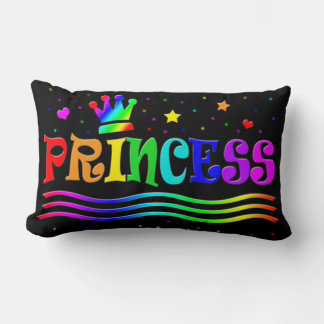 Cute Cartoon Clip Art Rainbow Princess Tiara Lumbar Cushion