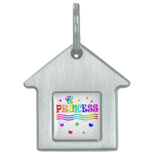 Cute Cartoon Clip Art Rainbow Princess Tiara Pet Name Tag