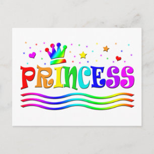 Cute Cartoon Clip Art Rainbow Princess Tiara Postcard