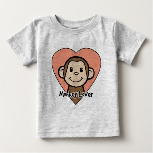 Cute Cartoon Clip Art Smile Monkey Love in Heart Baby T-Shirt