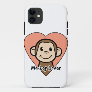 Cute Cartoon Clip Art Smile Monkey Love in Heart iPhone 11 Case