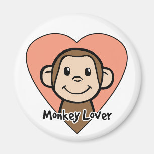 Cute Cartoon Clip Art Smile Monkey Love in Heart Magnet