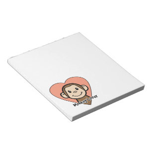 Cute Cartoon Clip Art Smile Monkey Love in Heart Notepad