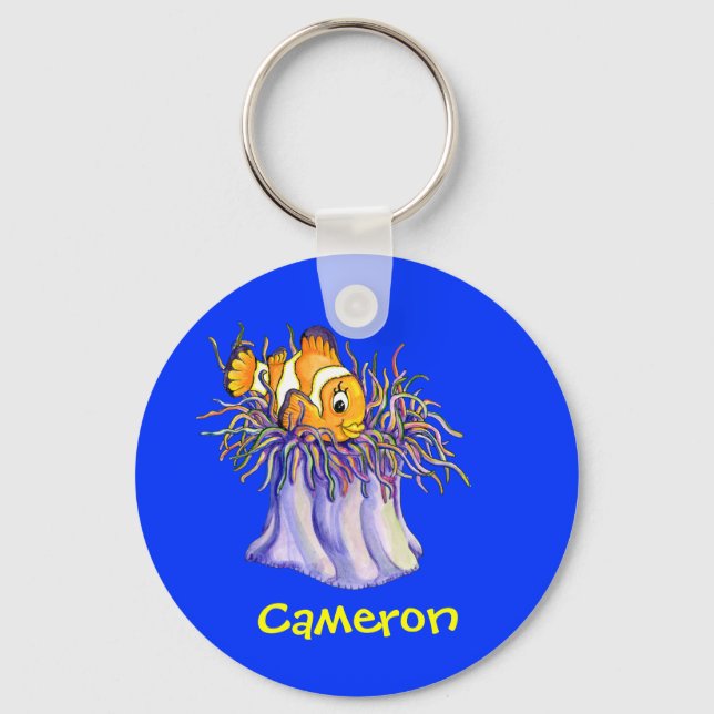 Cute Cartoon Clown Fish Key Ring (Front)