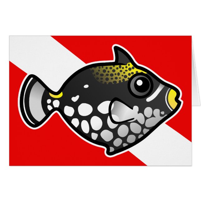Cute Cartoon Clown Triggerfish Dive Flag (Front Horizontal)