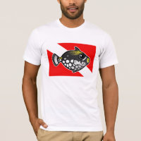Cute Cartoon Clown Triggerfish Dive Flag