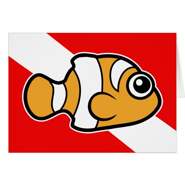 Cute Cartoon Clownfish Dive Flag (Front Horizontal)