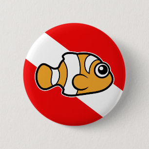 Cute Cartoon Clownfish Dive Flag 6 Cm Round Badge