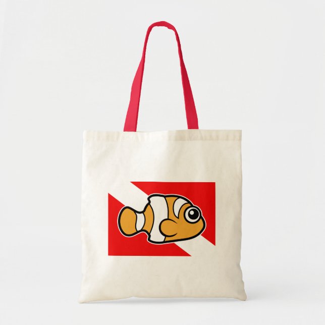 Cute Cartoon Clownfish Dive Flag Tote Bag (Front)