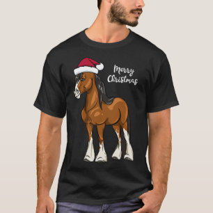 Cute Cartoon Clydesdale Draught Horse Christmas T-Shirt