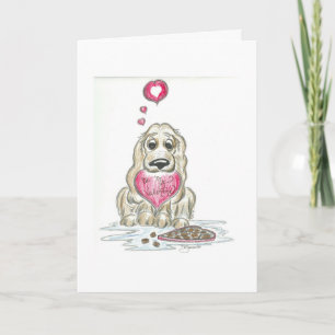 Cute Cartoon Cocker Spaniel Valentine's Day Card