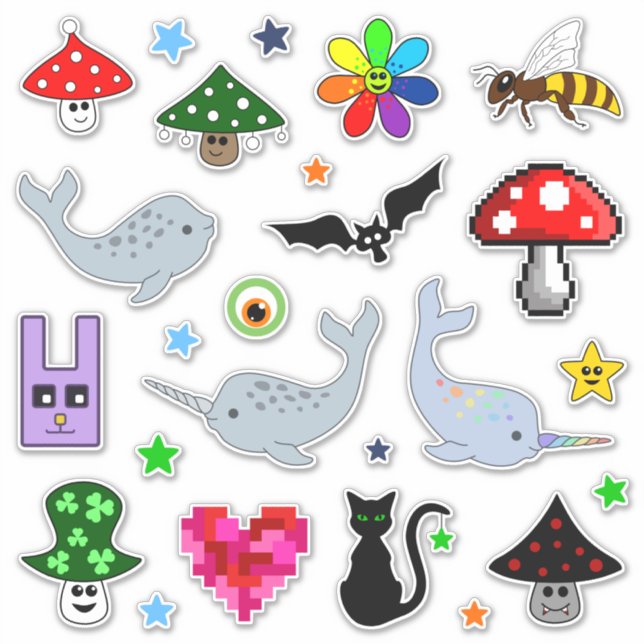 Cute Cartoon Collection Vinyl Stickers (Front)