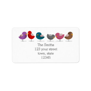 Cute Cartoon Colourful Little Birds Label