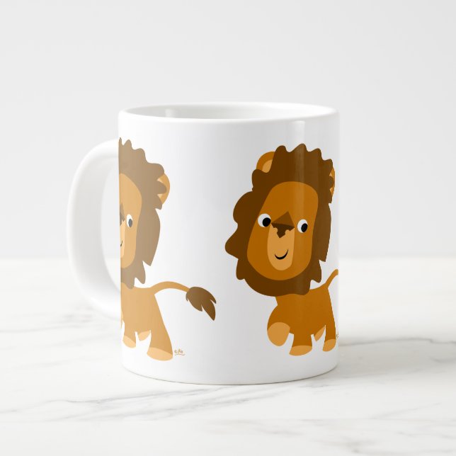 Cute Cartoon Content Lion Jumbo Mug (Front Left)