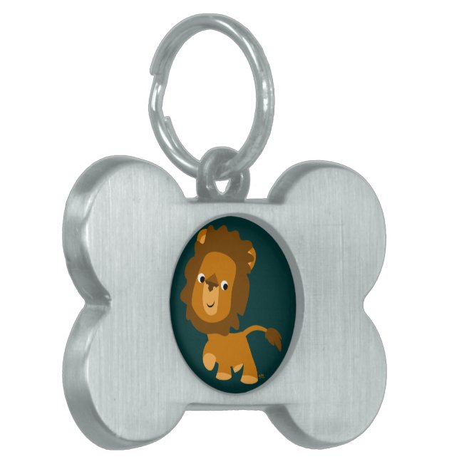 Cute Cartoon Content Lion Pet Tag (Front Left)