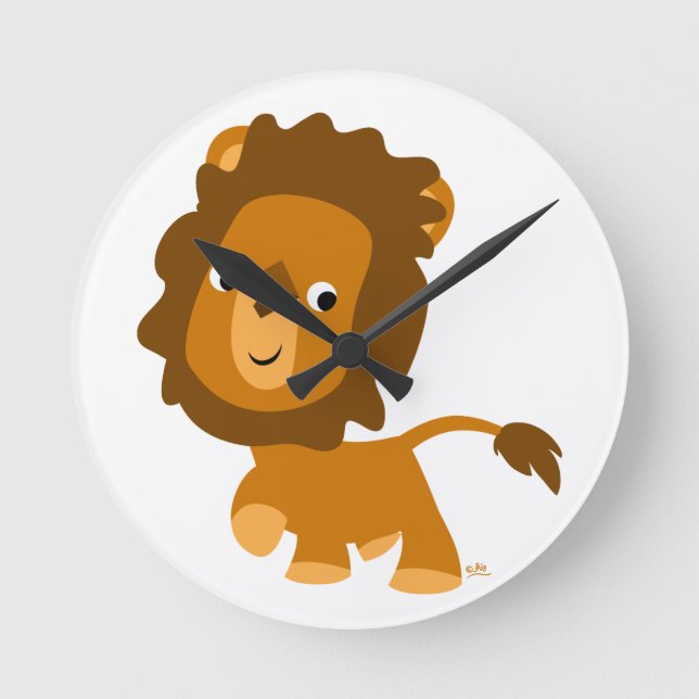 Cute Cartoon Content Lion Wall Clock (Front)