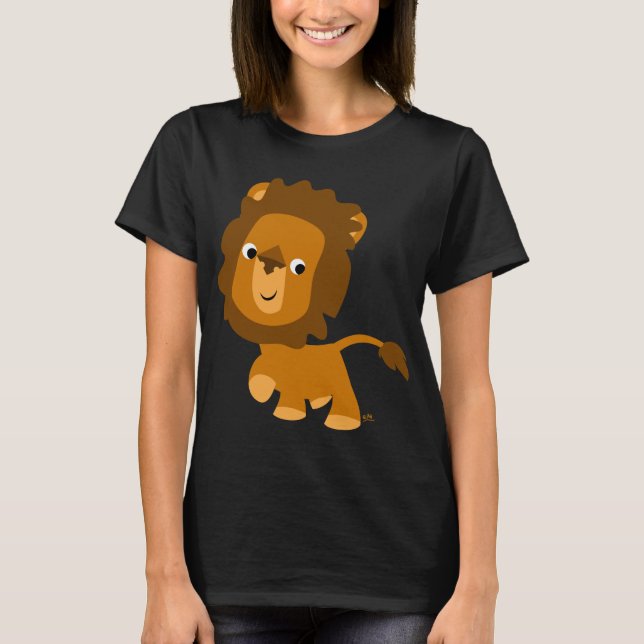 Cute Cartoon Content Lion Women T-shirt (Front)