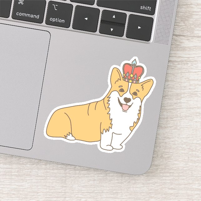 Cute Cartoon Corgi Queen With Crown (Detail)