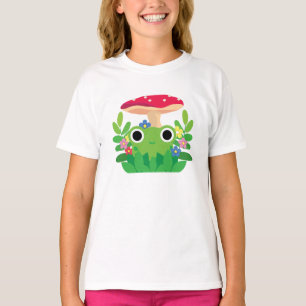 Cute Cartoon Cottagecore Frog with Mushroom T-Shirt